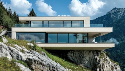 Fototapeta premium Modern cliffside home with expansive views