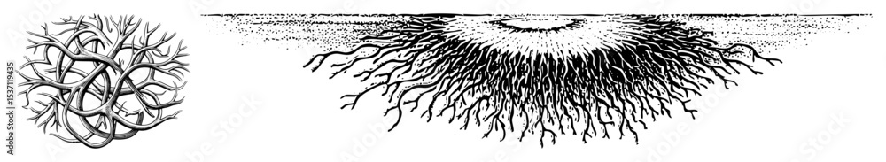 Poster Vector Intricate root systems with detailed branching .