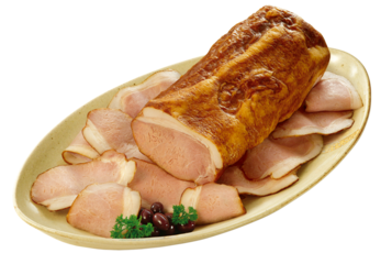 prato com lombo suíno defumado isolado em fundo transparente