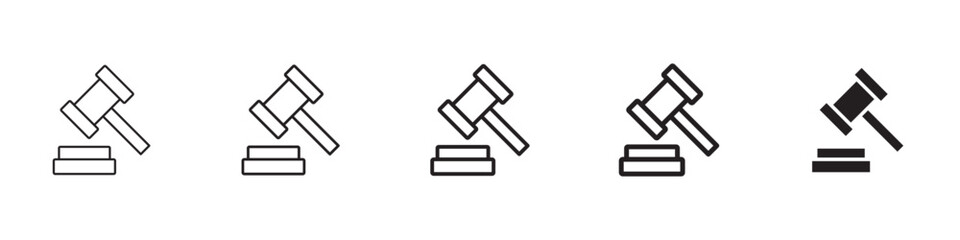 Auction icons in black outline, solid and colored style