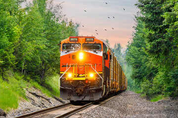 freight train operating close to Whitefish, Montana