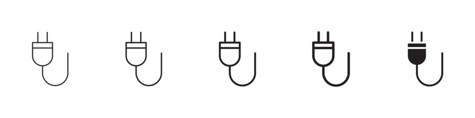 Plug icons in black outline, solid and colored style
