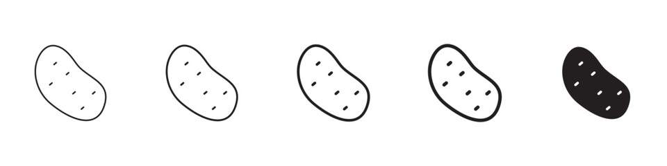 Potato icons in black outline, solid and colored style