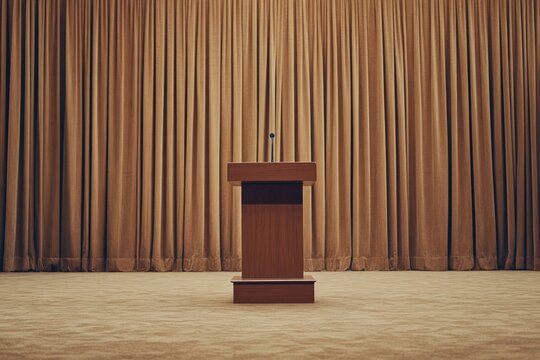 Empty podium, meeting room, waiting - Powered by Adobe