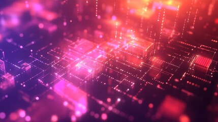 Abstract Digital Network with Glowing Nodes and Connections