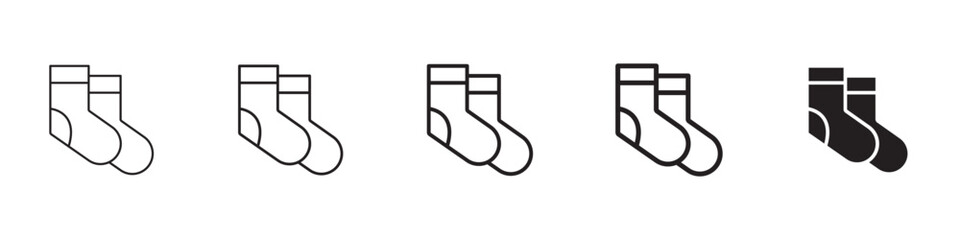 Socks icons in black outline, solid and colored style