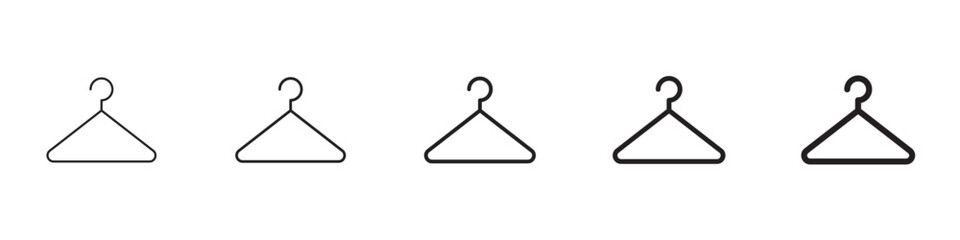 Clothes hanger icons in black outline, solid and colored style