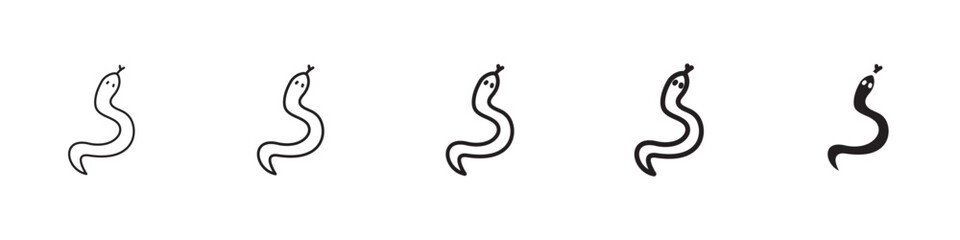 Snake icons in black outline, solid and colored style