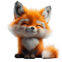 Obraz premium Joyful Fox: A charming, expressive fox, radiates warmth with its playful smile and endearing pose. The image is an ideal choice for conveying lightheartedness, and happiness.
