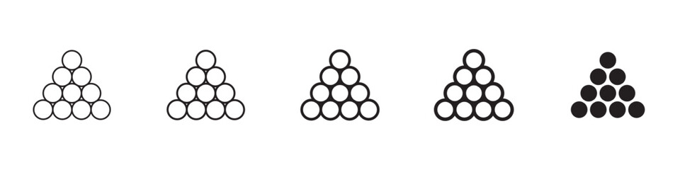 Ball pile icons in black outline, solid and colored style