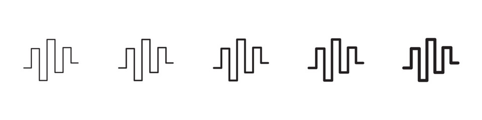 Wave square icons in black outline, solid and colored style