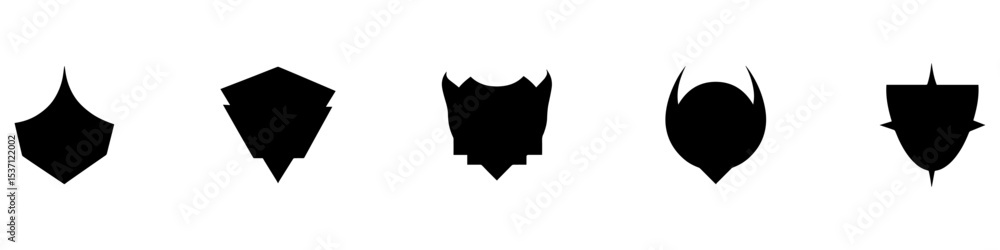 Poster shield icons set. protect signs different shields icon collection. collection of security shield ico