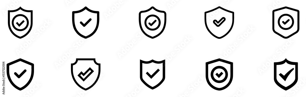 Poster shield check mark icon or security shield protection icon. security shield icons, security shields l