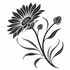 Elegant black and white sunflower floral design