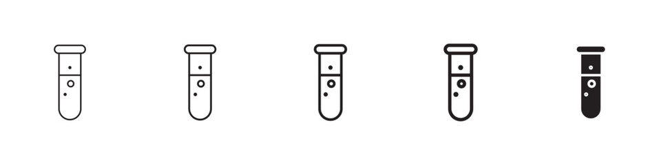 Chemical Tube icons in black outline, solid and colored style