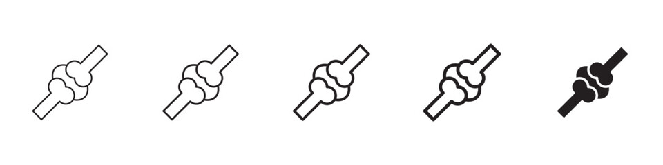 Joint icons in black outline, solid and colored style