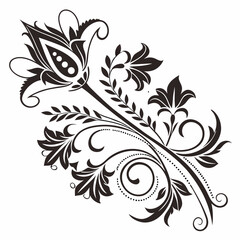 Elegant black and white floral design element
