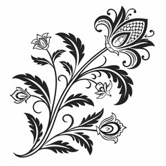 Elegant black and white floral design element