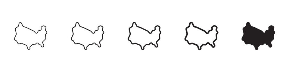 America map icons in black outline, solid and colored style