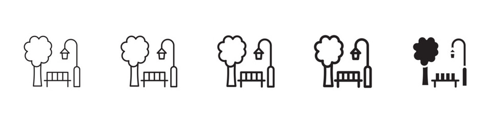 park icons in black outline, solid and colored style