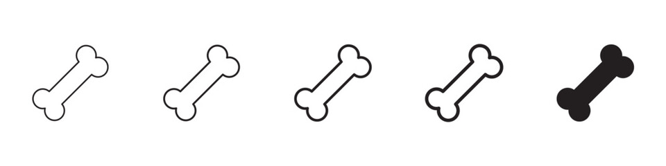 Bone icons in black outline, solid and colored style