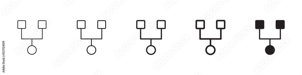 Poster code fork icons in black outline, solid and colored style