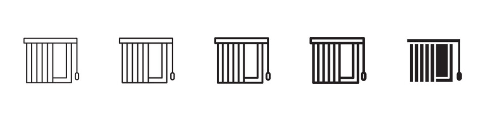 Blinds open icons in black outline, solid and colored style