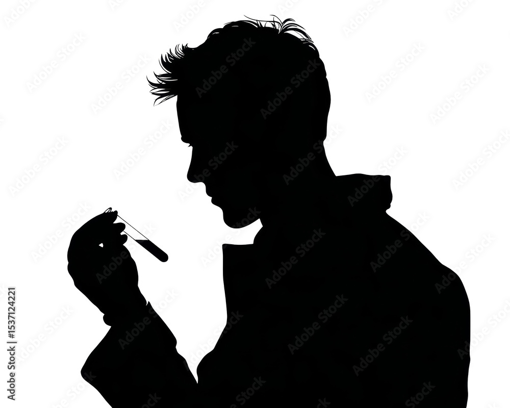 Aufkleber silhouette of a person using a smartphone at night a dark atmospheric profile shot with a transparen