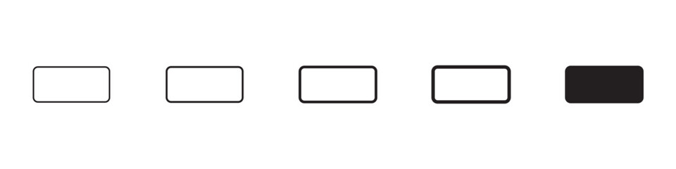 Rectangle panoramic icons in black outline, solid and colored style