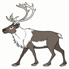 Adorable cartoon reindeer walking side profile