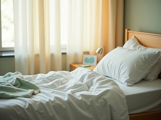 a medical recovery space with soft bed