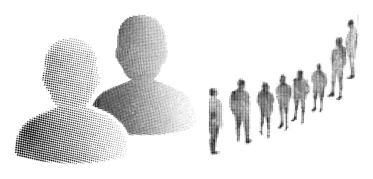 Vector Dot- figures illustrate progression and human connection.