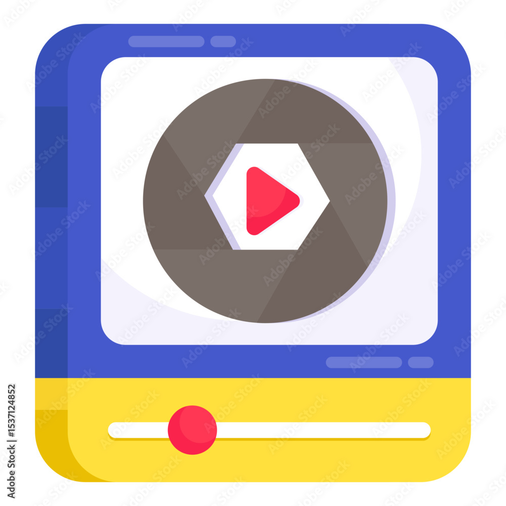 Poster retro style media player interface play button flat vector illustration