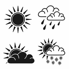 Professional weather icons sun rain snow cloud set
