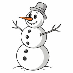 Happy snowman wearing top hat winter fun