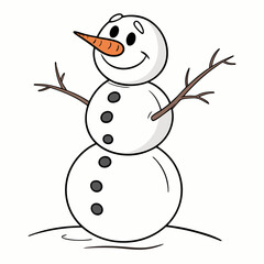 Happy snowman illustration isolated on white background