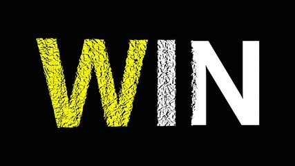 cool fusion lighting WIN text animation in the black background. yellow color win text  according  glass taking burst on black background. 4k video - Powered by Adobe