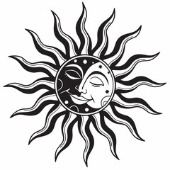 Sun and moon celestial design element transparent background