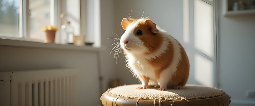 Cute Cuy Guinea Pig in a Bright Indoor Setting