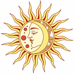 Sun and moon celestial art mystic design