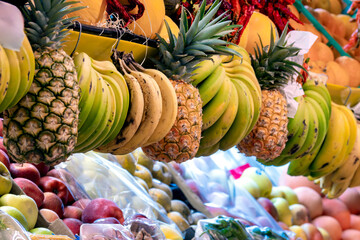 Market Scene with Tropical Fruits – Bananas and Pineapples and more in Gran Canaria