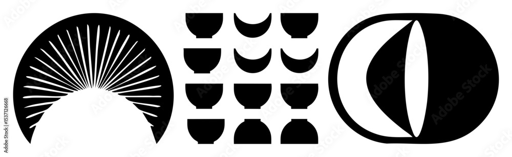 Poster vector abstract vector shapes: fan cups and ellipse
