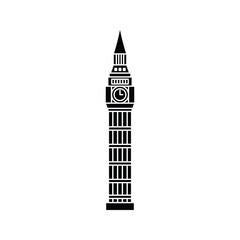 Big Ben, London Landmark, Clock Tower, British Monument, Westminster Clock, Historic Landmark Vector Illustration Icon Design.