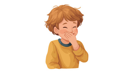 A digital illustration of a young boy with short, light brown hair. He is depicted from the chest up, wearing a mustard-yellow long-sleeved shirt. His face is turned slightly towards the viewer