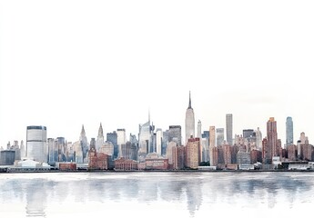 Naklejka premium Watercolor New York City Skyline