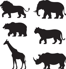 Naklejka premium Majestic Wild Animal Silhouettes African Safari Wildlife Set