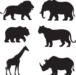 Majestic Wild Animal Silhouettes African Safari Wildlife Set