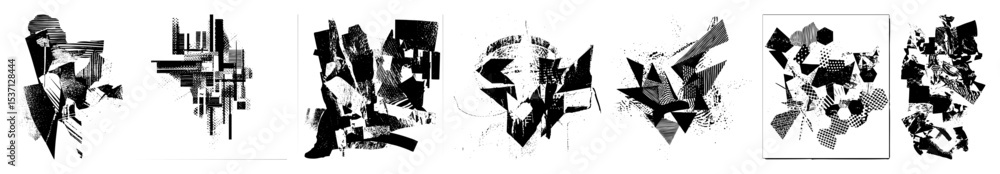 Poster vector abstract geometric shapes create a dynamic fragmented composition.