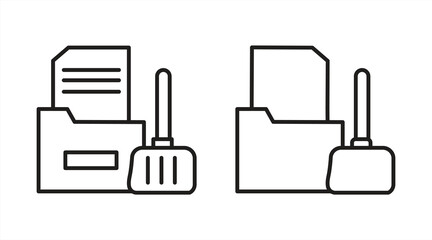 Data Cleanup icon, line symbol sign, isolated on white background, vector illustration.