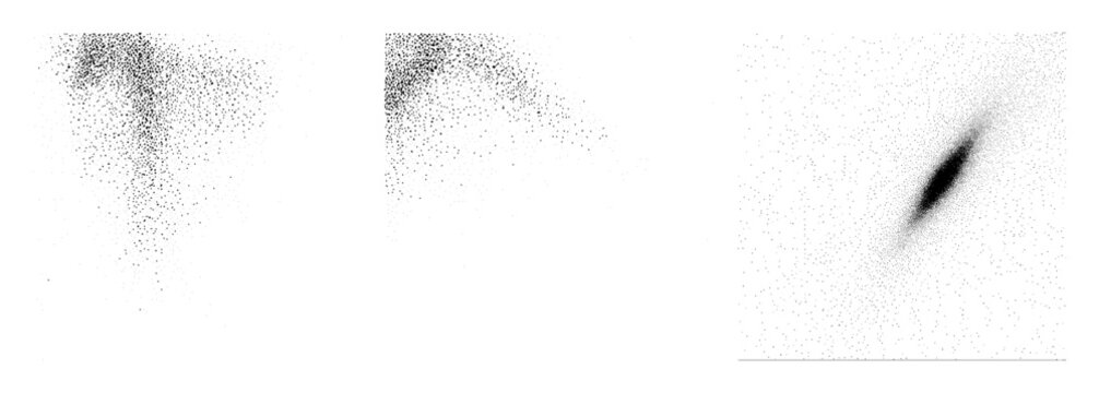 Vector Scatter plot displays data distribution with linear correlation.
